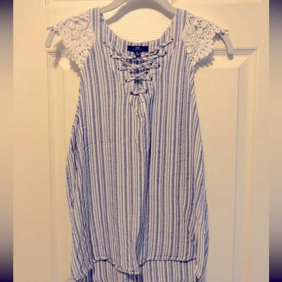 blue and white striped top - Picture 1 of 3